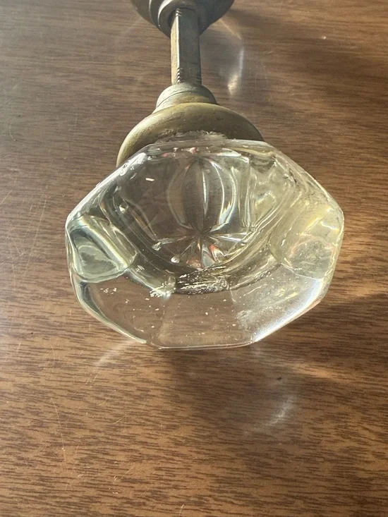 Vintage Clear Glass Door Knob Set with Brass Hardware - Picture 4 of 5